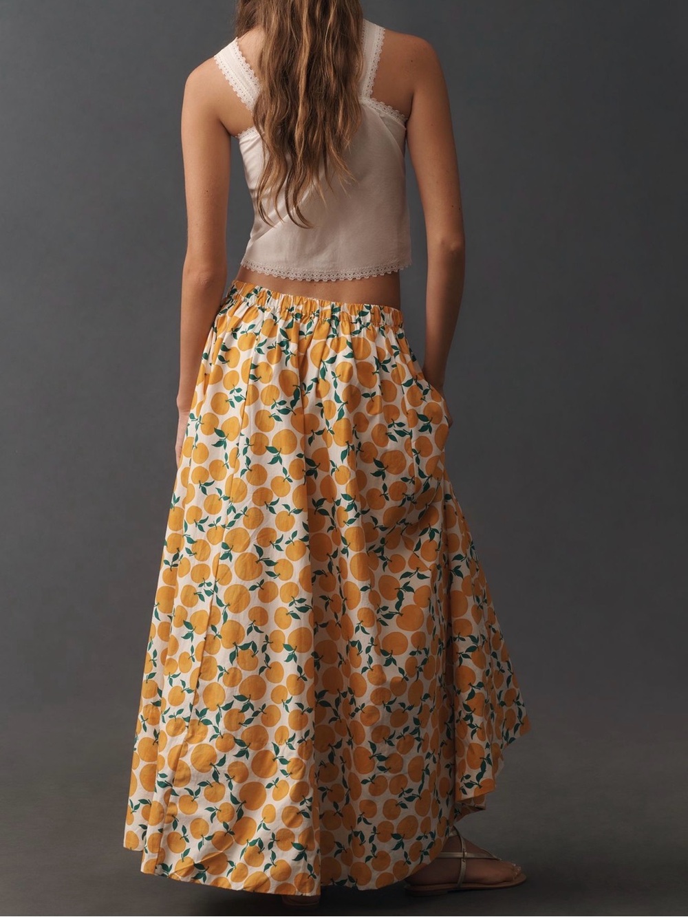 š MAEVE š ANTHROPOLOGIE Orange Print Jacie Poplin Maxi Skirt - Picture 5 of 13